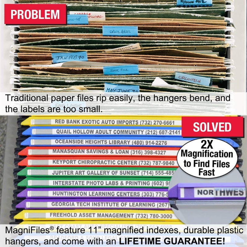 Ultimate Office MagniFile Hanging File Folders V- Bottom Letter Size with 11 inch Magnified Indexes That Double The Size of Your File Titles to Find Files Fast. (Set of 20 Frost) - Image 1